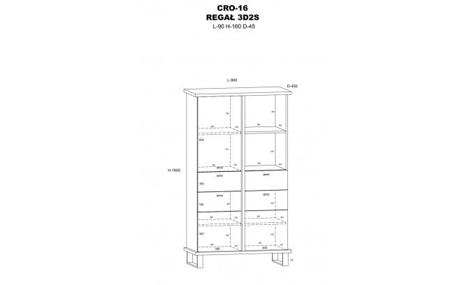 Книжный шкаф CROSS MEBLOCROSS CRO-16 3D2S